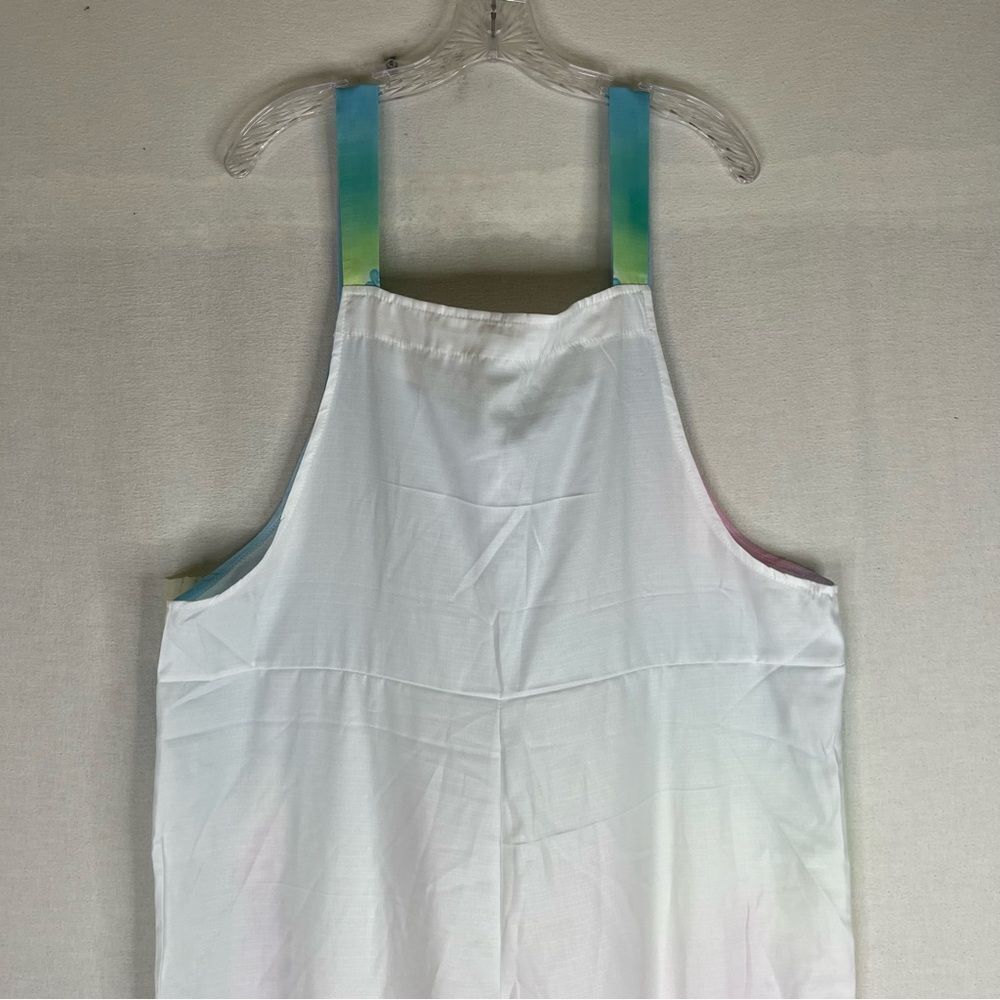 Fashion Jumpsuit Overalls Floral Pastel Lightweight Fun Artsy Faux Pearl Button - Picture 8 of 11